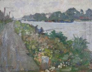 Jongens, Vissend Aan De Vaart by Marten Van Der Loo