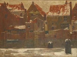 Besneeuwde Huizen Te Mechelen by Marten Van Der Loo