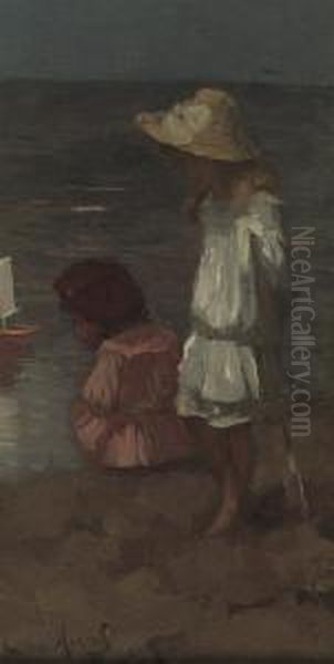 Children Playing At The Beach - view 1