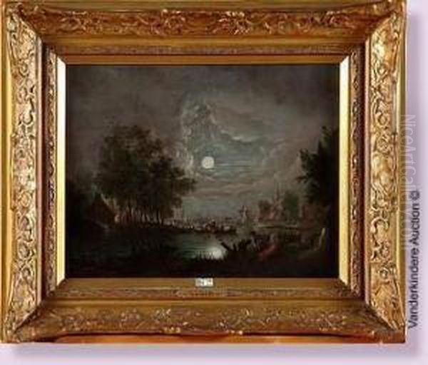 Paysage Lacustre Anime Au Clair De Lune - view 1