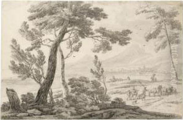 Herders With Their Animals In An Italianate Landscape - view 1