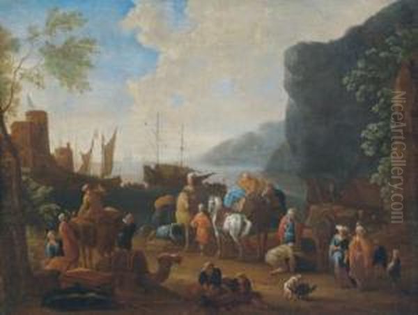 Ein Sudlicher Seehafen Mit Ankernden Schiffen - view 1
