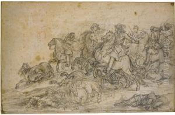Cavalry Charging Into Battle - view 1