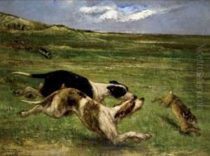 Chasse Au Lievre by Edmond Van Der Meulen