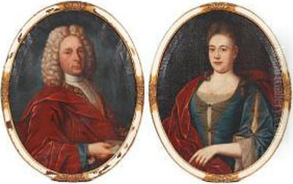 Portrait Of A Lady, And A Companion Portraitof A Gentleman A Pair - view 1