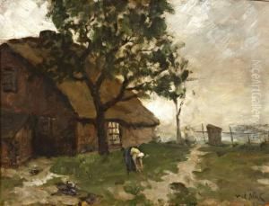 Boerin Op Het Erf by Willem Van Der Nat