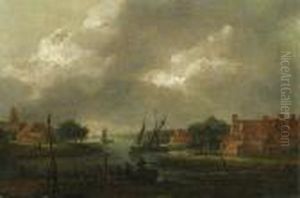 Nocturnal Scene At The Sheldt by Aart Van Der Neer