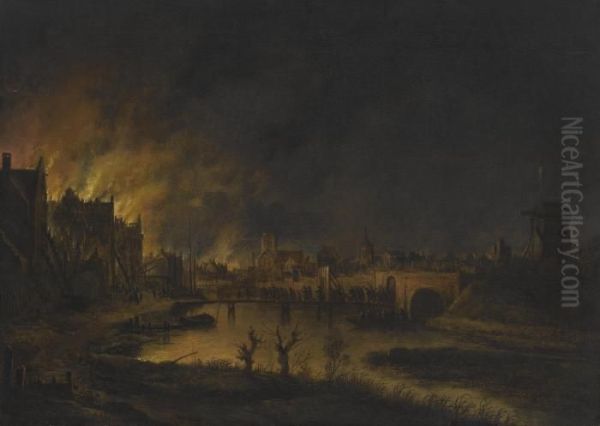 A Landscape With Houses Set Ablaze - view 1