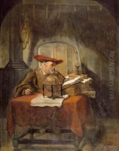 Scholar In His Study. by Karel van der Pluym