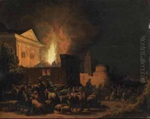 Incendio Notturno In Una Citta by Egbert van der Poel