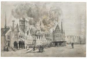 The Fire In The Nieuwe Kerk, Amsterdam by Egbert van der Poel