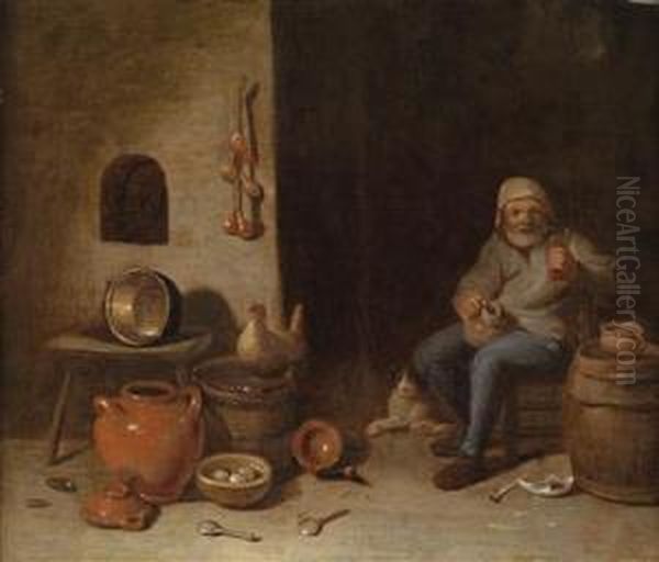 A Peasant Interior With A Man Drinking - view 1