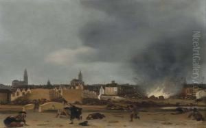 A View Of The City Of Delft During The Explosion Of 1654
