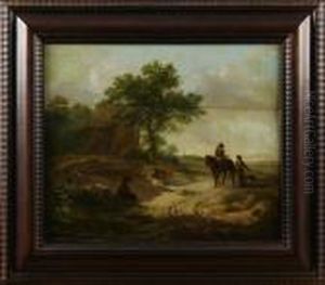 Landskap Med Figurstaffage by Hendrik Josef Fr. Van Der Poorten