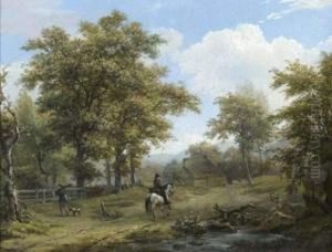Paysage Au Cavalier Et Chasseur