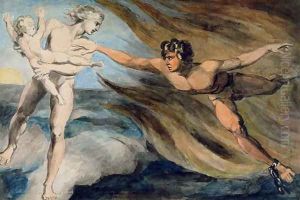 Good and Evil Angels Struggling for the Possession of a Child, c.1793-94 by William Blake