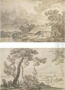 River Landscape With A Thatched Cottage