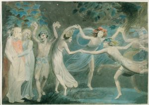 Oberon, Titania and Puck with Fairies Dancing by William Blake