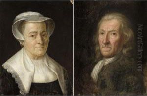 Portraits Of An Old Woman And An Old Man, Half Length by Dominicus Van der Smissen