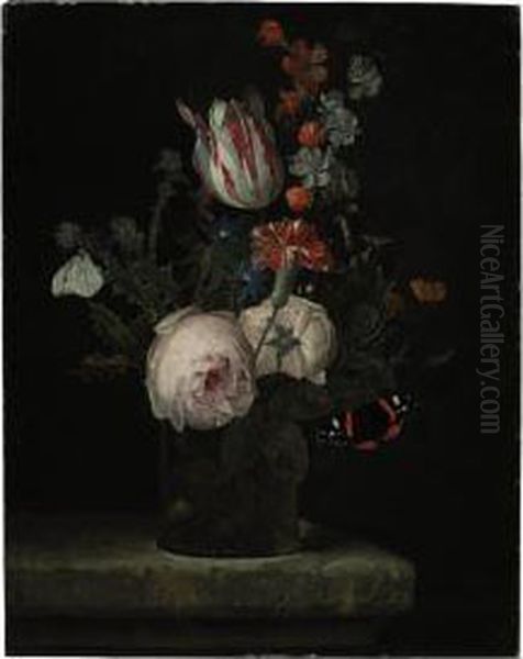 Flowers In A Glass Vase - view 1