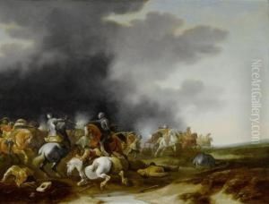 Equestrian Battle by Jan Jacobsz. Van Der Stoffe