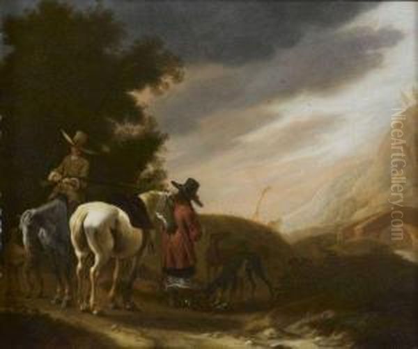 Chasseurs Au Repos Pres D'un Pont - view 1