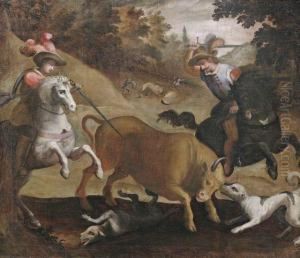Reiter Bei Der Stierjagd by Jan van der Straet