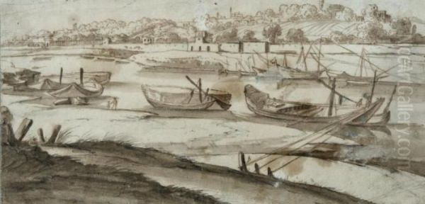 Barques Amarrees Sur Une Berge En Italie - view 1