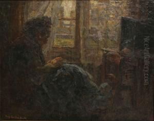 Naaister In Interieur. by Fons Van Der Velde