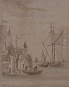 Ships At The Coast by Fons Van Der Velde
