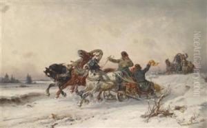 The Race Of The Trojka by Adolf van der Venne
