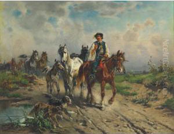 The Horse Dealers Riding Across The Hungarian Plains - view 1