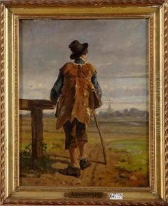 Jeune Paysan A La Barriere by Paul Van Der Vin