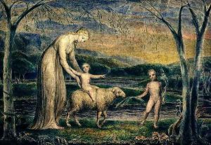 The Christ Child riding on a Lamb by William Blake