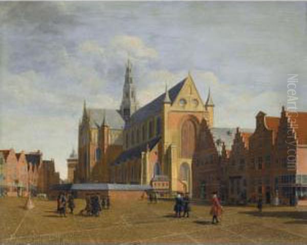 Haarlem The Groote Markt Looking Towards The Church Of Saint Bavo - view 1