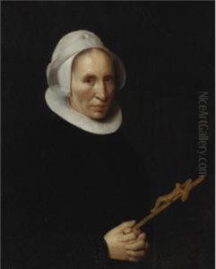 Portrait Of A Lady Holding A Crucifix