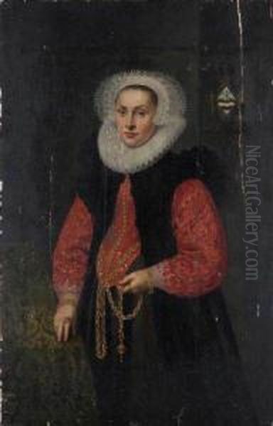 Portrait De Jeune Femme A La Coiffe Decoree De Dentelles - view 1