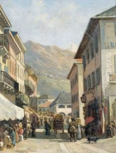 Strasse In Locarno by Hermann Jacob Van Der Voort In De Betouw