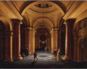 Figures In A Domed Interior by Jan van Vucht