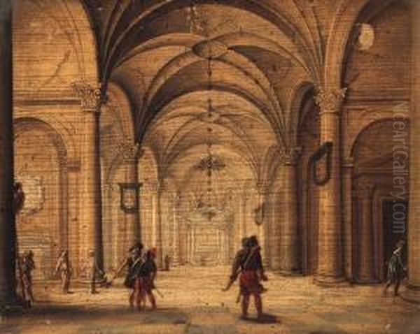 The Interior Of A Cathedral With Soldiers In The Foreground - view 1