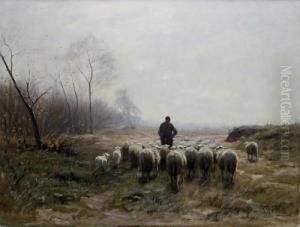 A Shepherd With His Flock by Hermann Johannes Van Der Weele
