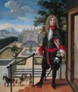A Nobleman, Standing Small Full Length On A Balcony