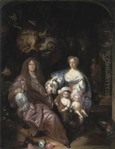 Group Portrait Of A Family In A Garden