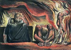 Jerusalem The Emanation of the Giant Albion- plate 51 Vala, Hyle and Skofeld, showing the crowned Vala by William Blake