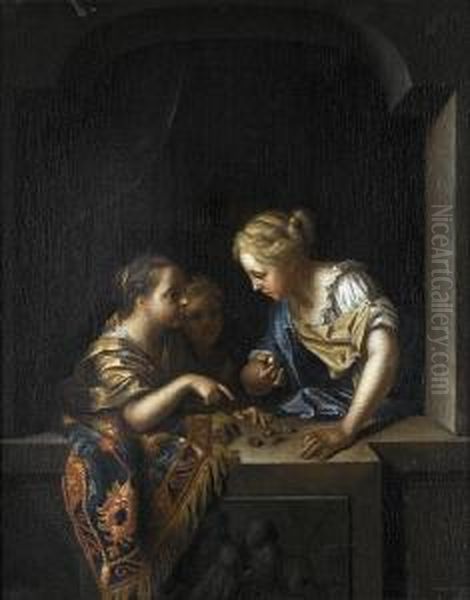 Three Girls At A Stone Window - view 1
