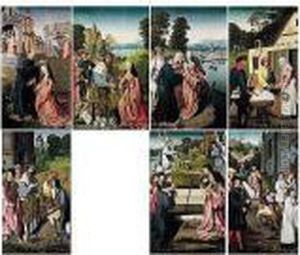 Seven Scenes From The Life And Veneration Of Saint Dymphna:- A) Saint Dymphna Baptised By Gerebernus Seven Scenes From The Life And Veneration Of Saint Dymphna:- A) Saint Dymphna Baptised By Gerebernus