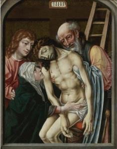Descent From The Cross With The Virgin, Saint John The Evangelistand Joseph Of Arimathea by Rogier van der Weyden
