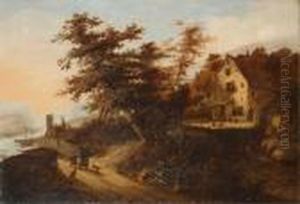 Flusslandschaft Mit Bauernhaus by Claesz Jansz Van Der Willigen