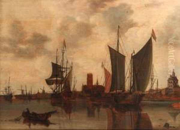 A View Of Rotterdam With Moored Sailing Vessels In The Harbour, Thelaurenskerk, Oude Hoofdpoort And Kruithuis Beyond - view 1
