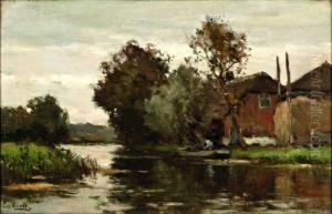 Boerderij En Hooimijt Aan Het Water by Chris Van Der Windt